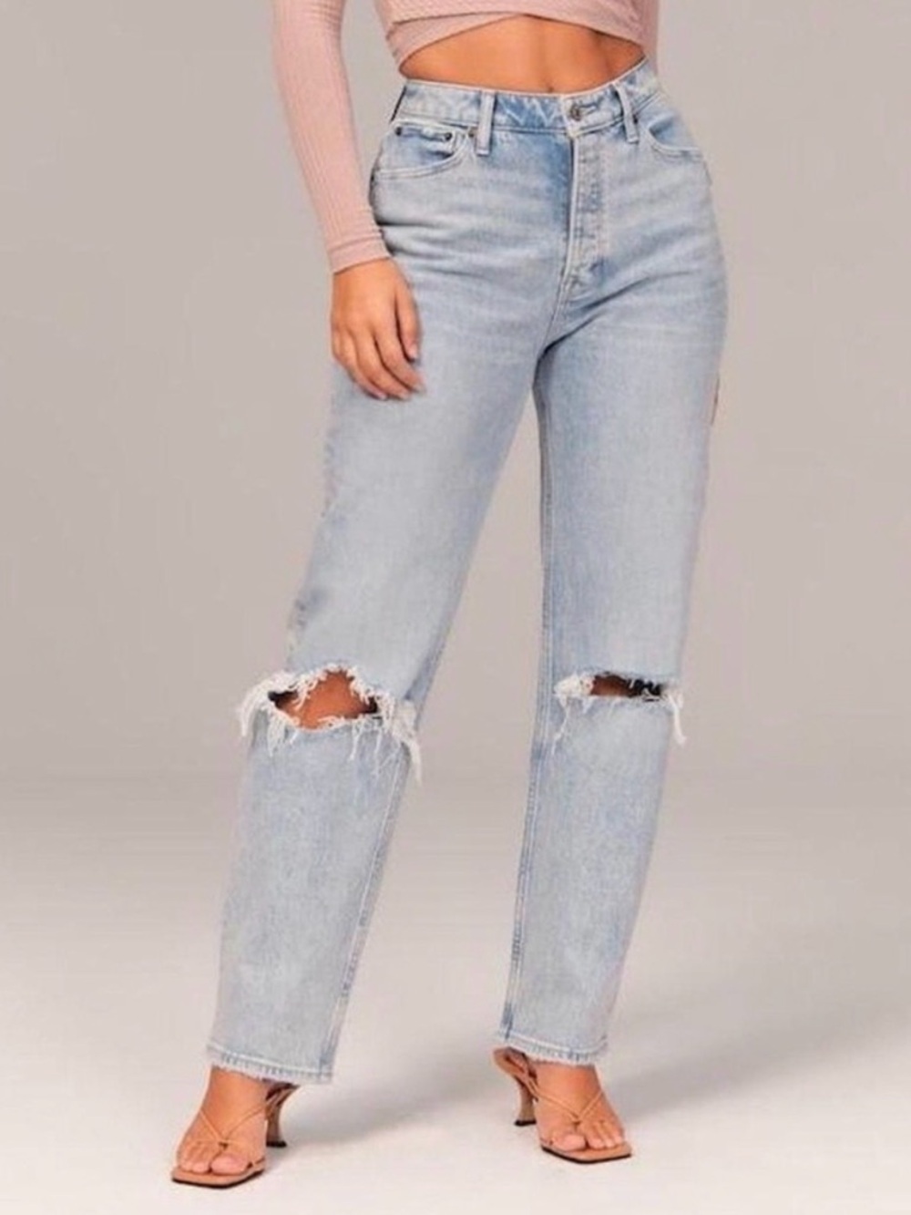 Abercrombie & Fitch Ultra High Rise 90s Straight Distressed Jeans